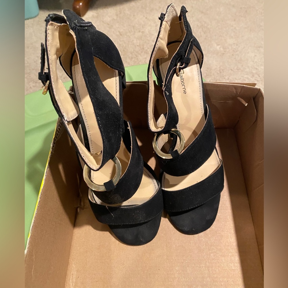 Liz Claiborne Black strap heels size 8